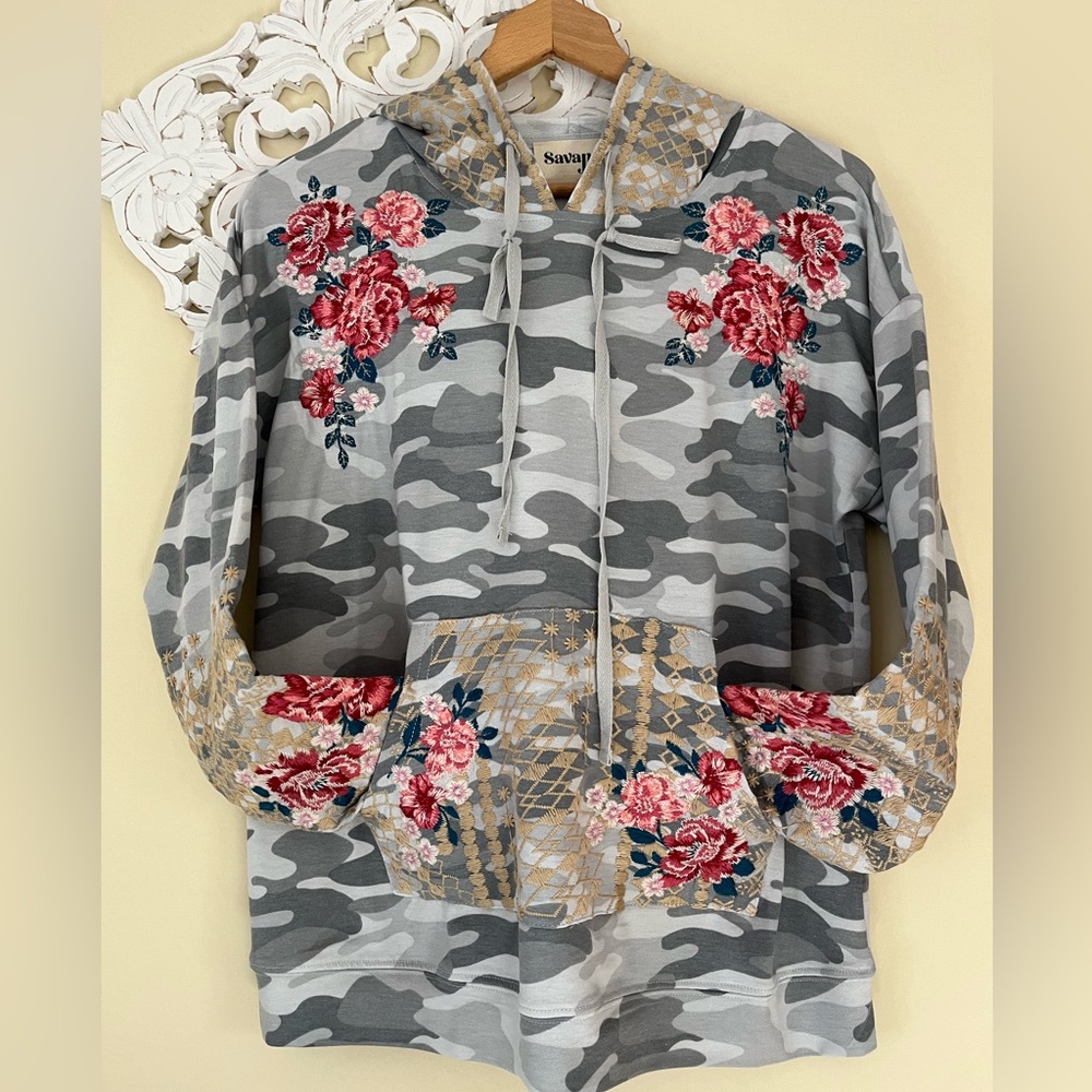 Savanna Jane embroidered camo hoodie NWT